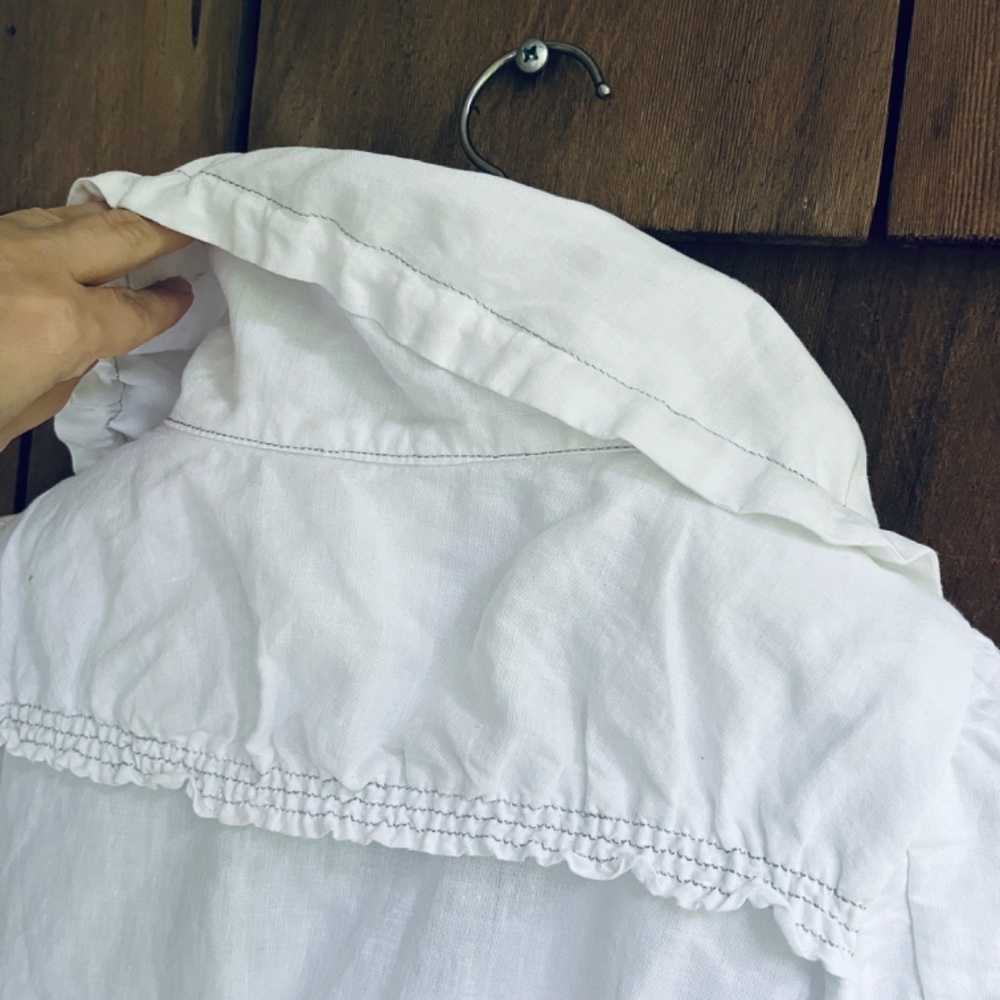 Rare Anthropologie Ryu Linen & Cotton Gathered Collar White Short Jacket Size S - Picture 13 of 14